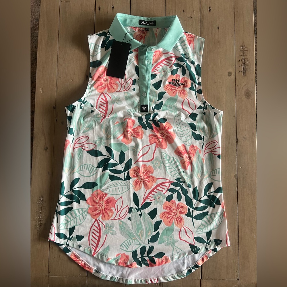 NWT Bad Birdie Women's Golf Shirt Floral, Size Large